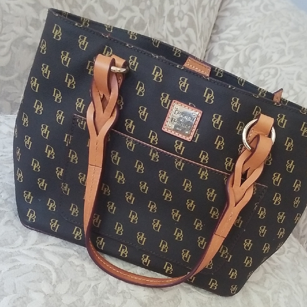 Dooney & Bourke Black and Tan Signature Tote